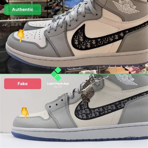 fake dior jordan 1 vs real|dior nike logo.